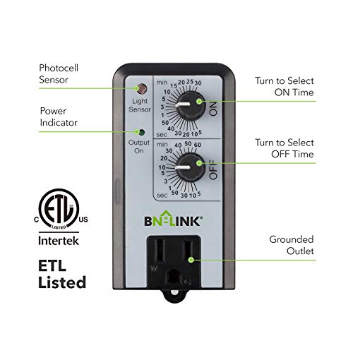 BN-LINK Short Period Repeat Cycle Intermittent Timer, Interval Timer - Day, Night, or 24 Hour Operation