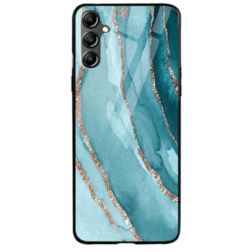Image of COLORflow Back Cover Compatible with Samsung Galaxy A14 5G / 4G | Blue Marble Golden Stripes | Shockproof TPU Bumper Cover with Camera Protection Back Cover