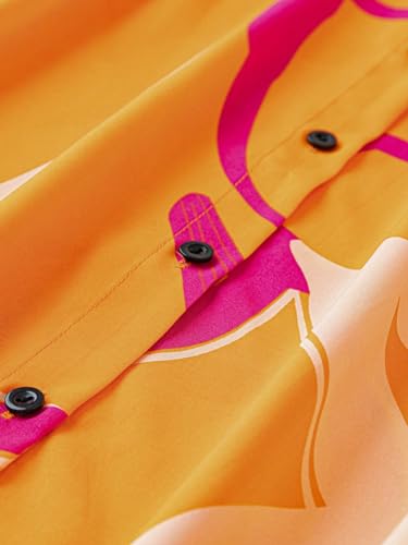 Greciilooks Women Rayon Casual Regular Fit Western Dress (Ornage, Large)