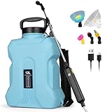 Qdreclod Pompa Irroratrice a Batteria 12L, Spruzzatore Elettrico a Zaino con Pompa ad Alta Pressione, Ricarica USB, Asta Telescopica e 2 Ugelli, per Giardino, Prato, Siepi e Piante(Blu)