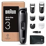 Braun All-In-One Trimmer-Set 3, 6-in-1 Multigroom, Barttrimmer, Haarschneidemaschine für Gesicht, Kopf und Körper, 50 Min. Akku, 14 Längen (3–21 mm), Wasserdicht, MGK3420, Schwarz