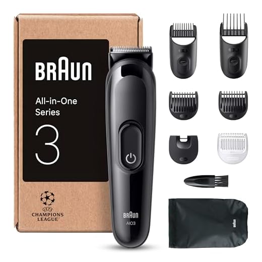 Braun All-In-One Trimmer-Set 3, 6-in-1 Multigroom, Barttrimmer, Haarschneidemaschine für Gesicht und Kopf, 50 Min. Akku, 14 Längen (3–21 mm), MGK3420, Schwarz