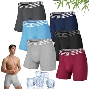 IGOLUMON Boxershorts Herren 6er Pack Bambus Unterhosen Männer Atmungsaktive Boxershorts Trunks mit 35mm Soft-Bund, Ohne Etikett für Sport & Alltag