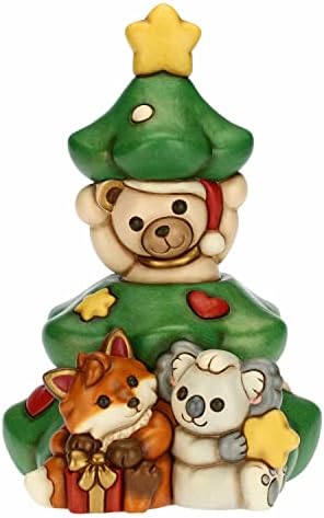 THUN – Totem Albero Amici del Natale – Ceramica – Linea Natale – Living, Arredare la Casa – 20,7x23x32,5 cm h