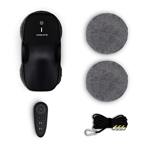 CREATE / WIPEBOT/Robot de Nettoyage de vitres Automatique Noir/Robot Laveur de Vitre - Modes Automatique Zigzag, 2 Balais rotatifs, Triple système de sécurité, télecommandé