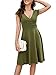 oxiuly Women's V-Neck Cap Sleeve Floral Casual Work Stretch Swing Dress OX233 (XL, Army Green)