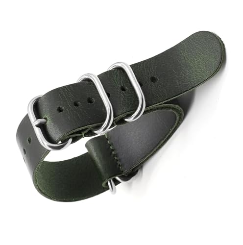 dayeer Vintage Leather Watch Strap For men Handmade Replacement watchband Accessories(Green,24mm)