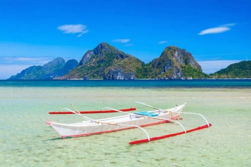 Tableau sur toile 110x70 cm Bateau philippin traditionnel Bangka Palawan El Nido