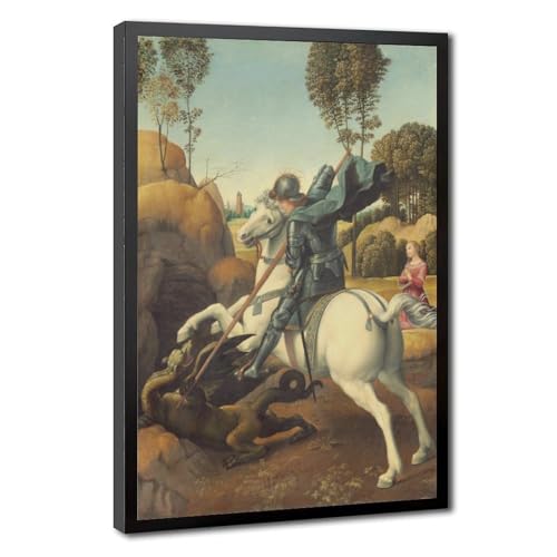 Impression sur toile Saint George Raphaël, cadre suspendre premium de 20,3 x 30,5 cm