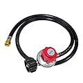 Hooshing 5FT High Pressure Propane 0-20PSI Adjustable Regulator with QCC1 type Hose Fits for Newer Propane Tanks BBQ Grill Burner Turkey Fryer Fire Pit