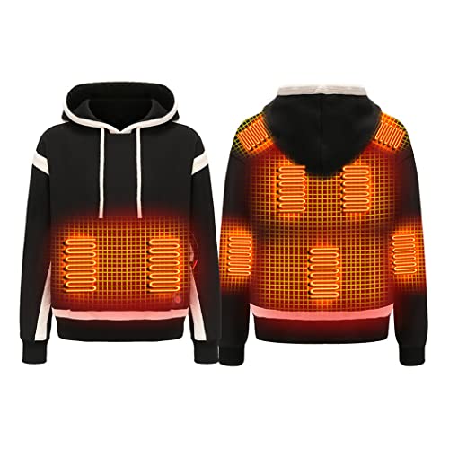 LANGWEI Outdoor Sport Heated Plus Fleece Sweater Flannel Lined Active Hooded Jacket Cotton Workwear Winter Coat