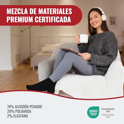 Mat & Vic’s 6 o 12 Pares Calcetines térmicos, calcetines trabajo hombre y calcetines hombre invierno – Reforzados, transpirables y cómodos – Algodón OEKO-TEX – Tallas 35-50 - imagen 4