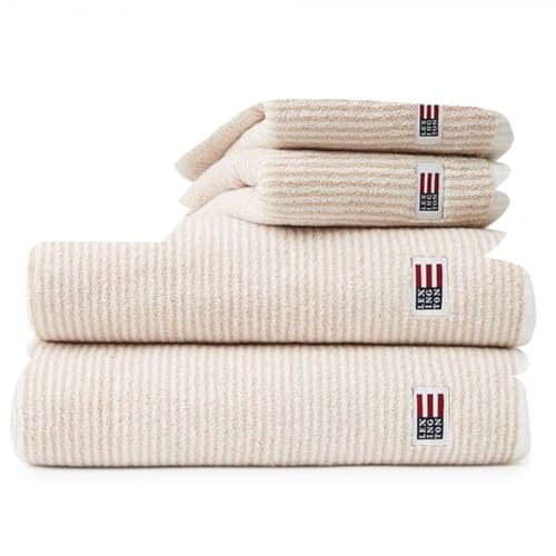 LEXINGTON Original Towel White/Tan Striped, White/Tan, 30x50
