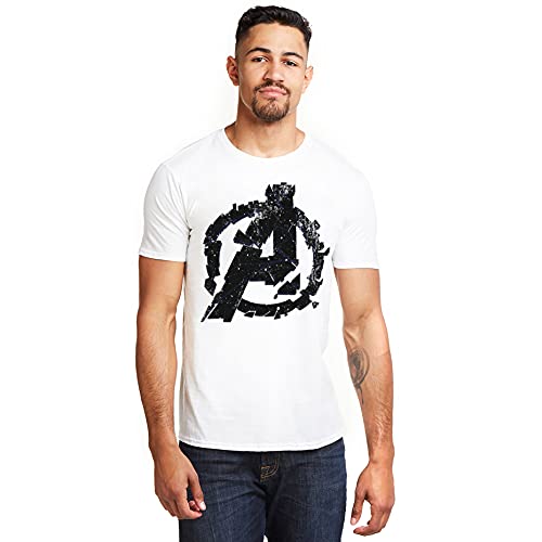 Marvel Avengers Cracked T-Shirt, Bianco (White