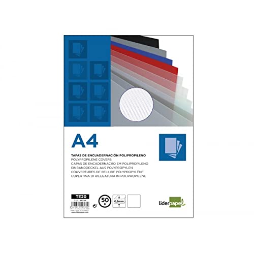 Liderpapel - Tapa Encuadernación Polipropileno Rayado A4 0.5Mm Transparente Paquete De 100 Unidades