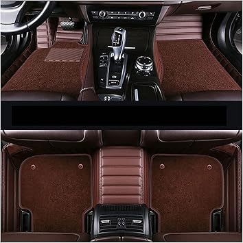 Image of 10D Car Foot Mat for Mercedes Benz eqs450 | Coffee | Premium Luxury Leather | Double Layered | Waterproof | Washable | Custom Fit |Antislip | Detachable Grass | Car Floor Mat