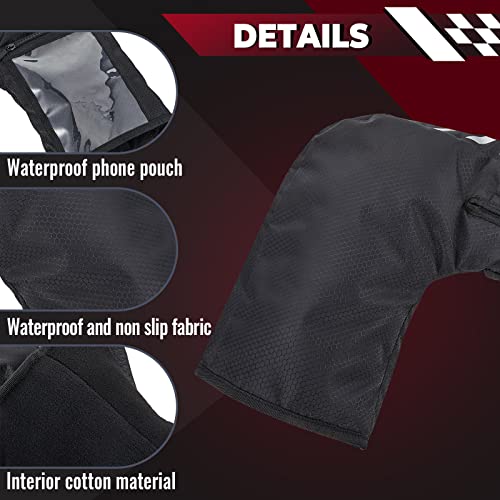 Tallew 4 Pcs Winter Atv Gloves For Men Women Motorcycle Handlebar Mitts Snowmobile Gloves Waterproof And Wind Breaking Handlebar Hand Warmers Atv Winter Accessories For Riding, Black, One Size #TOP2