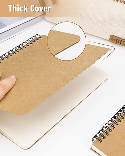 A5 Softcover Unlined Spiral Notebooks Blank Journals 2-Packs, Sketch Books Writing Pad Bullet Travel Memo Notepads Diary Planner For Work Women, 100 Pages/ 50 Sheets,8.3 "X 5.8"(Brown+Black) #TOP3