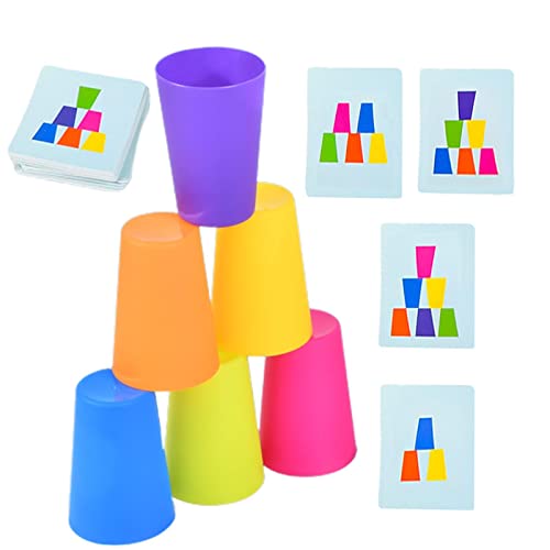ALWIDA Sport Stacking Cups, Funny Quick Cups Games, Stacking Cups Parent-Child Game, Stack Cup Fun Games For Family, Speed Cup Game For Kids, Quick Stack Cup With Question Cards & Stack Competition