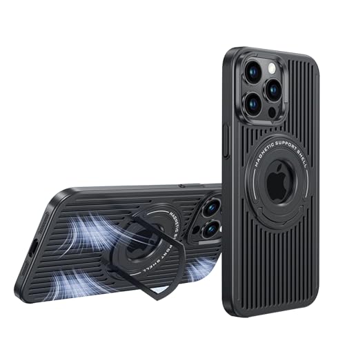 Coque iPhone 15 Plus respirante anti-surchauffe avec béquille métal et aimant MagSafe puissant