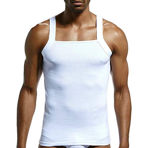 Men's G-Unit Style Square Cut Tank Tops Cotton Comfort Stretch Workout Vest Wife Beater3