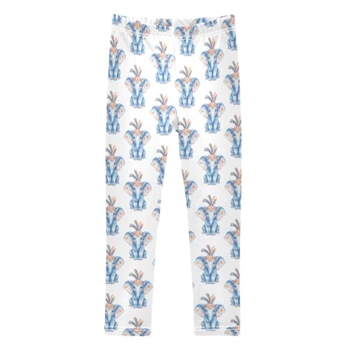 Girls Leggings Soft Toddler Ankle Length Bottoms Elephants Kids Dance Yoga Pants 4-10 Years