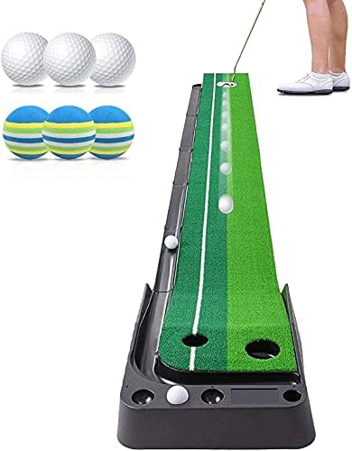 690GRAND Golf Putting Green Training Mats with Auto Ball Return and Dual Track Pro-Edge for Indoor Outdoor Home Office Backyard Practice Equipment Simulation Turf Design Automatic Ball 10ft
