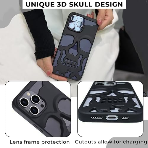Image of Kraptick Polycarbonate iPhone 16 Pro Case - Skull Face Design Mobile Cover, Stylish & Durable Phone Cover, Lightweight Protective Fit for Apple iPhone 16 Pro -(Matte Black)