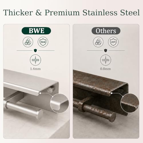 BWE Double Toilet Paper Holder with Shelf Wall Mount Tissue Holder Bathroom by BWE - Used condition - Image 6
