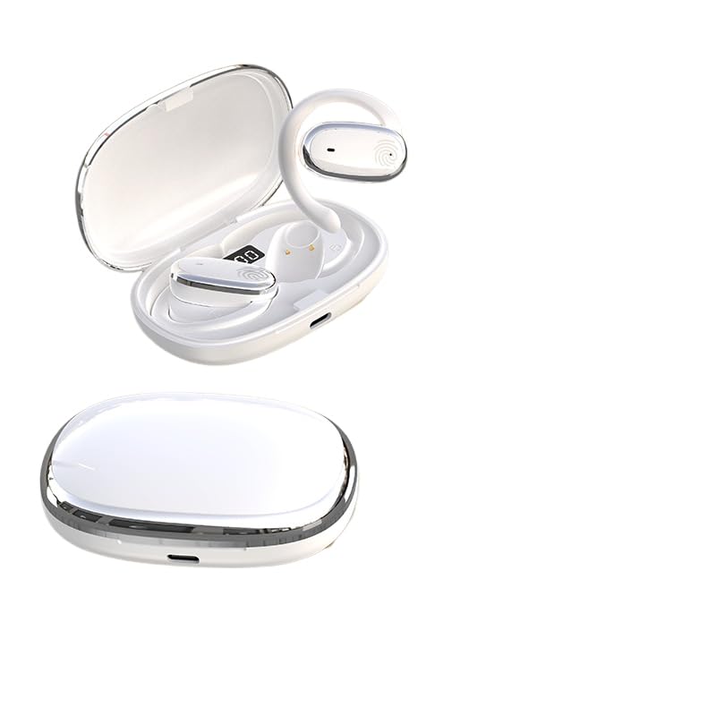 Bluetooth Headset Adjustable Ear-Hanging Long Endurance Noise Reduction-Yunyan White