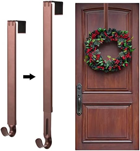 Larchio Wreath Hangers for Front Door, Adjustable Wreath Door Hanger Hook from 15 to 25 inch Over The Door Christmas Hanger for Christmas Wreath Decorations
