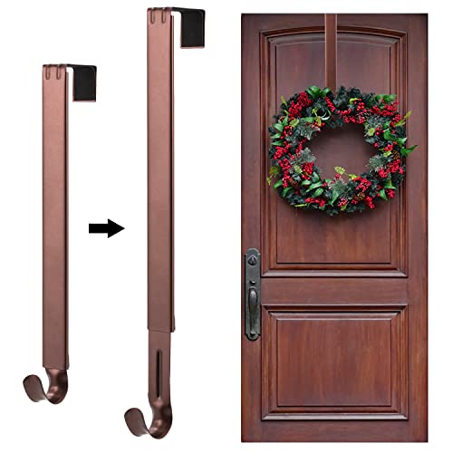 Larchio Wreath Hangers For Front Door, Adjustable Wreath Door Hanger Hook From 15 To 25 Inch Over The Door Christmas Hanger For Christmas Wreath Decorations #TOP5