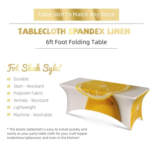 Nappe rectangulaire extensible 1,8m motif citron élastique - 6