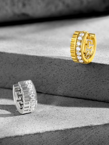 Image of ORIONZ Hoop Earrings for Men & Boys (1 Piece) - 925 Sterling Silver - Gift for Birthday Anniversary - 18k Gold Plated Jewellery - Men Fashion