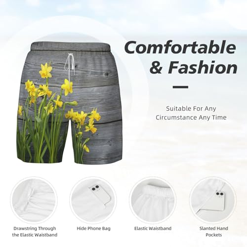 Short de bain jonquilles homme à séchage rapide avec doublure maille - 5