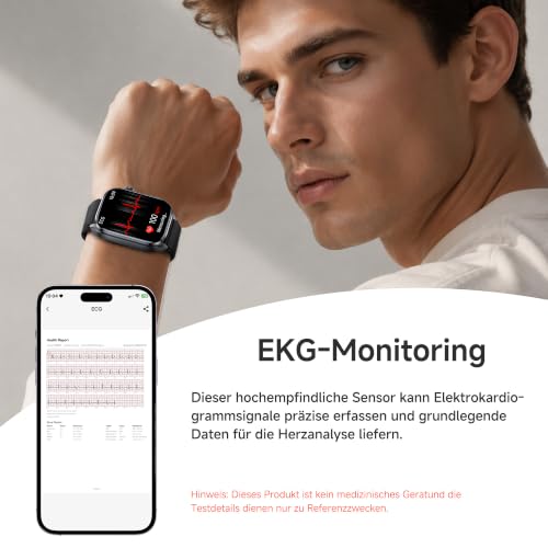 KPEP Smartwatch Herren mit EKG/Blutdruck/Harnsäure/HRV/LED-Licht/BMI/Schlaf – Ansicht 2