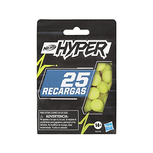 Nerf Hyper Lot de 25 projectiles officiels ronds en plastique recharge rapide pour lanceurs Nerf Hyper à partir de