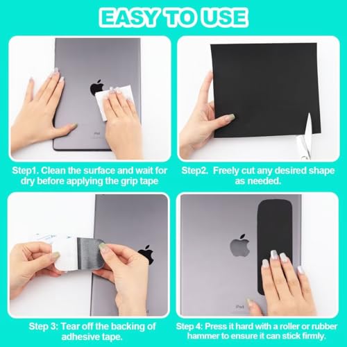 Image of Enhanced Cuttable Rubber Grip Tape, Ultra-Thin Strong Adhesive Non-Slip Tape for Safer Handles and Surfaces - Customizable, Waterproof, and Versatile Anti-Slip Solution (Black, 8 PCS)