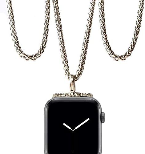 Stainless Steel Chain Necklace Smartwatch Band 38mm Series 3 2 1 / 40mm Series 4 New Newest Polished Silver Metal Wheat Chain Strap Rope Neckband Replacement Accessories Wearable Technology Women Men