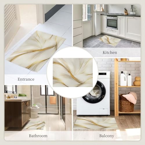 Tapis lignes dorées doux lavable en machine 90x150 cm pour bureau moderne - 7