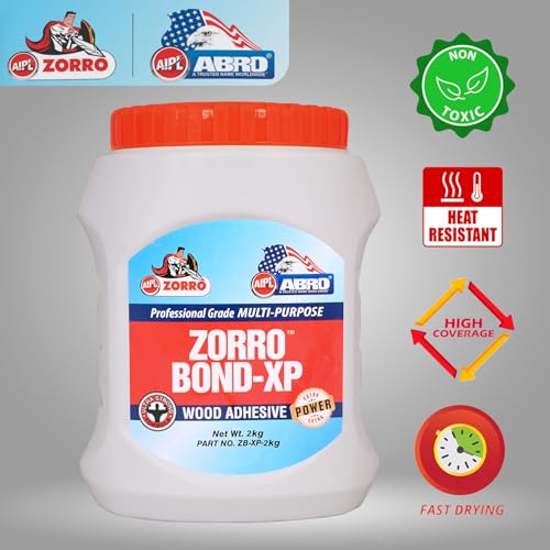 Image of ABRO ZORRO BOND-XP Wood Adhesive Professional Grade Multi-Purpose Water-Resistant Heavy-Duty Glue with Extreme High Bond Strength for Woodwork Furniture Home Office (2Kg)