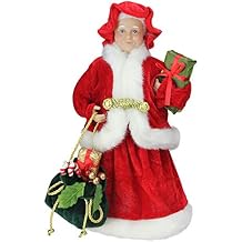 12" Mrs. Claus Holding a Gift and Bag Christmas Figure