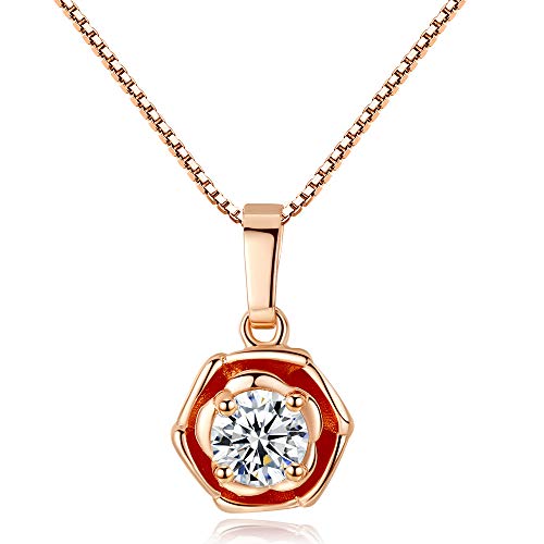 Collier rose en zircon plaqué avec chaîne pour femme