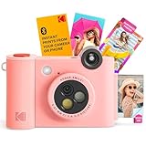 Kodak Smile+ 2-in-1 Digital Instant Print Camera & Wireless Bluetooth Photo Printer - 10MP, Special-Effect Rotating Lens, Zink 2x3” Sticky-Back Photos, Print via Fun App from Smart Devices - Pink