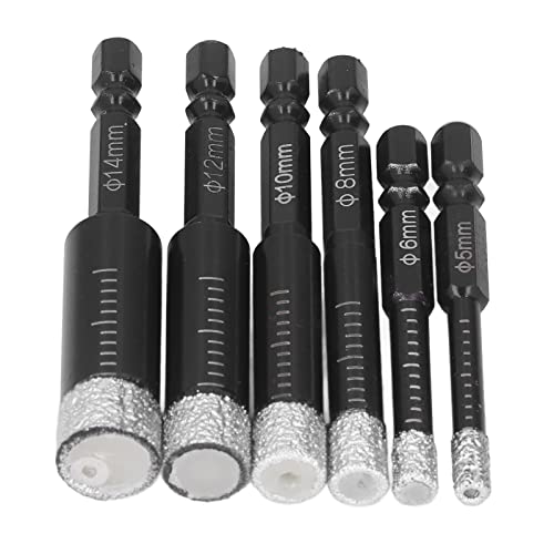 Broca para azulejos, cera antideslizante más segura 6pcs / set brocas de diamante de cerámica seca Cover