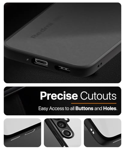 Image of WOW IMAGINE Translucent Hybrid Back Case Cover for Xiaomi Mi Redmi Note 13 5G Smoked Matte Back | Shock Proof 360 Degree Protection | Protective Hard Case - Matte Black