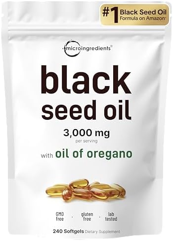 Micro Ingredients Black Seed Oil Softgels, 3,000mg, 240 Count | 2...