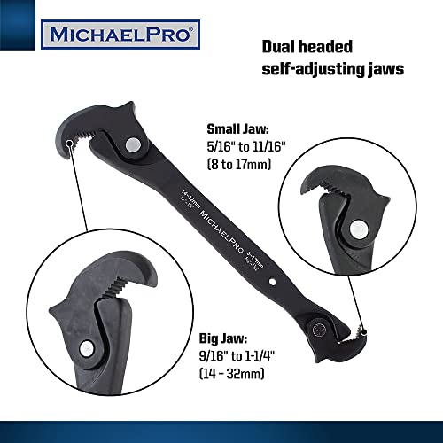 Image of MichaelPro Dual Action Auto Adjusting Wrench, Self-Adjusting Quick Wrench, Multi-Size Spring Wrench, Auto Rapid Wrench (14-Inches)