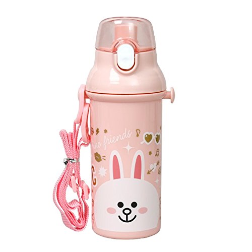 Skater straight drinking water bottle plastic one-touch bottle 480ml LINE FRIENDS Connie made in Japan PSB5SAN