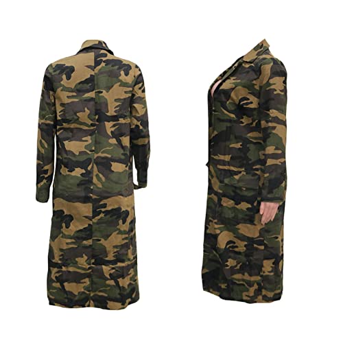 Vakkest Camo Blazer Jacket for Women Lapel Long Sleeve Open Front Cardigan Coat Classic Pockets Overcoat Outwear3